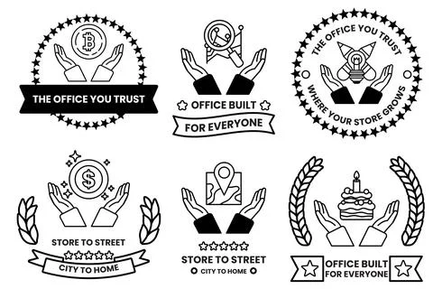 Set of illustrations in the concept of hands and business objects in line d.. Ilustración de archivo