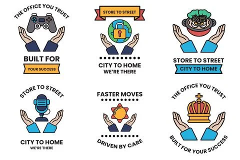 Set of illustrations in the concept of hands and business objects in line d.. 스톡 일러스트