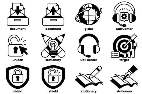 Set of illustrations in the concept of office items and business related th.. Stock-Illustration