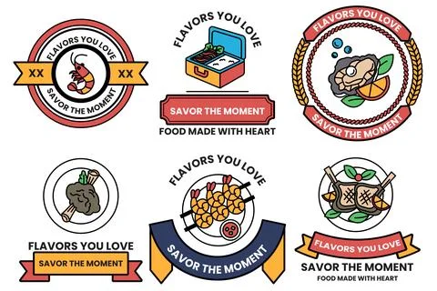 Set of illustrations in the concept of restaurants and seafood in line draw.. Stock Illustration