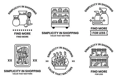 Set of illustrations in the concept of Supermarket in line drawing style Ilustración de archivo