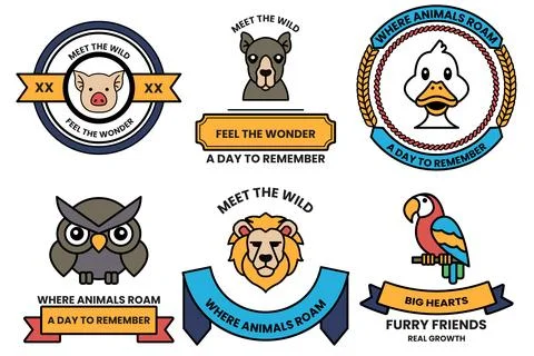 Set of illustrations in the concept of various animals in line drawing style イラスト素材