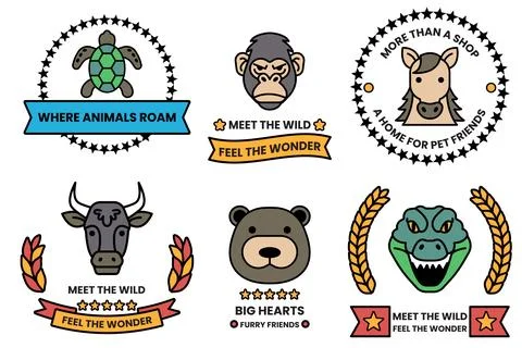 Set of illustrations in the concept of various animals in line drawing style イラスト素材