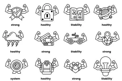 Set of illustrations in the concept of various equipment with arms in a lin.. Stock Illustration