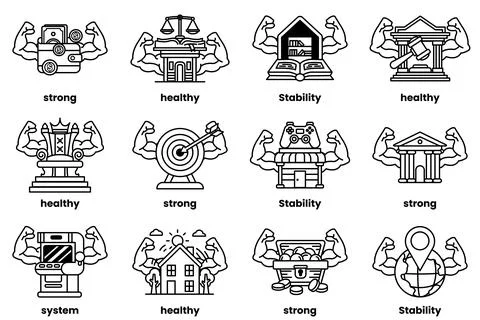 Set of illustrations in the concept of various equipment with arms in a lin.. Stock Illustration