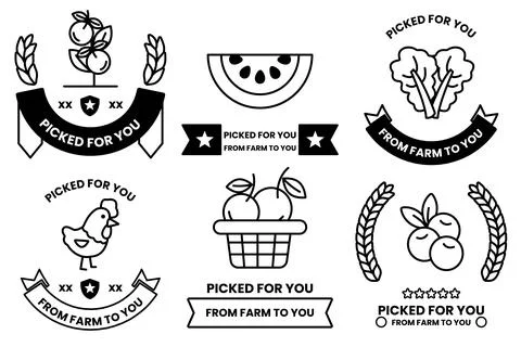 Set of illustrations in the concept of a vegetable and fruit shop in line d.. Illustrazione stock