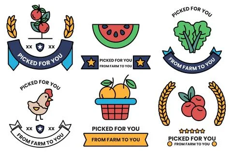 Set of illustrations in the concept of a vegetable and fruit shop in line d.. Stock Illustration