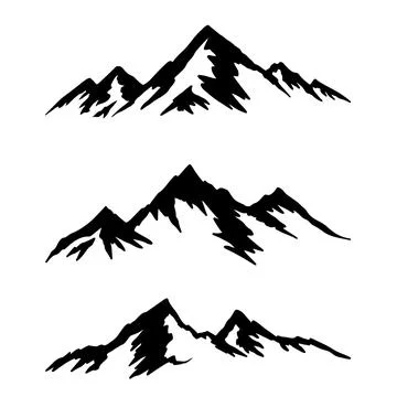 Set of illustrations of mountains. Design element for poster, card, banner,.. Stock Illustration
