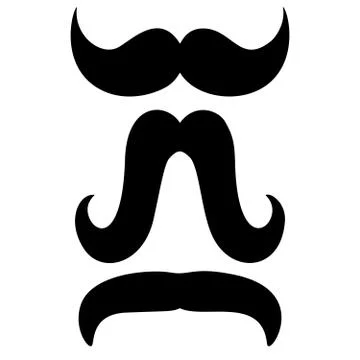 Set of illustrations of moustaches. Design element for poster, emblem, sign,  Illustrazione stock