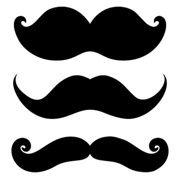 Set of illustrations of moustaches. Design element for poster, emblem, sign,  Stock Illustration