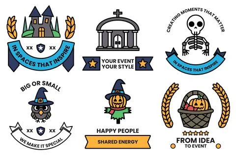 Set of illustrations in party and event concepts in line drawing style Stock Illustration