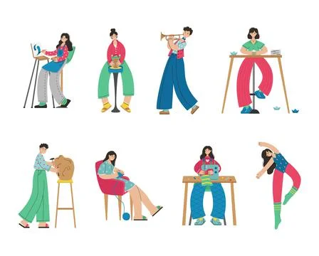 A set of illustrations of people of creative professions. Artist, origami, da Stock-Illustration
