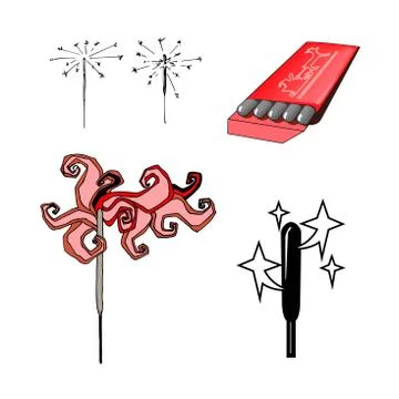 Set of illustrations sparkler for the holidays	 Stock Illustration