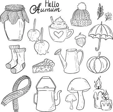 A set of illustrations on the theme of autumn Stock Illustration