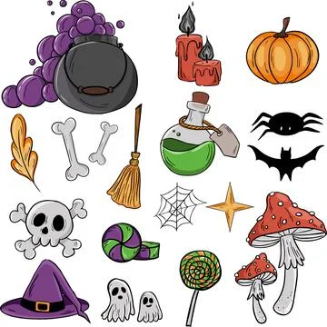 A set of illustrations on the theme of Halloween Stock Illustration