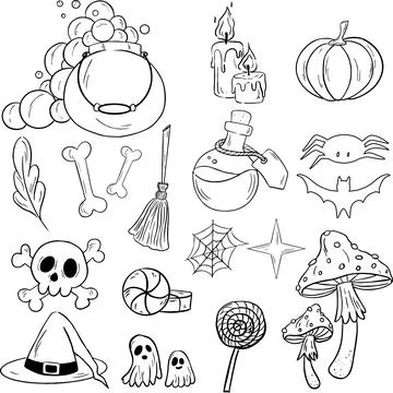 A set of illustrations on the theme of Halloween Stock Illustration