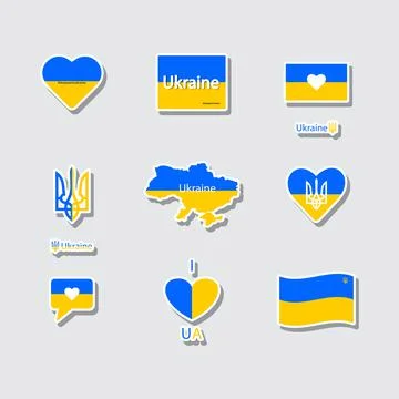 A set of illustrations on the theme of the state of Ukraine. Illustrazione stock