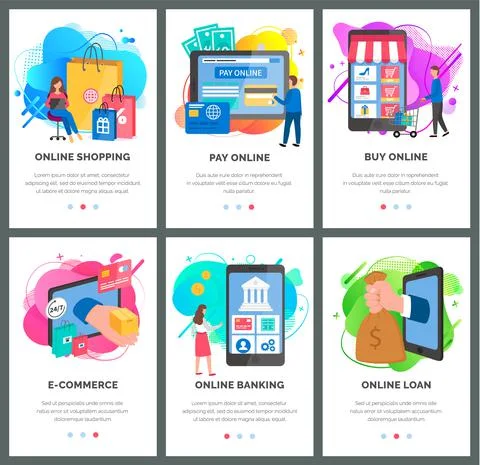 Set of illustrations on the topic applications for phone. Methods of payment Stock Illustration