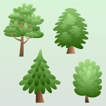 Set of illustrations of trees Illustrazione stock