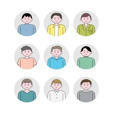 Set of illustrations of various men Stock Illustration