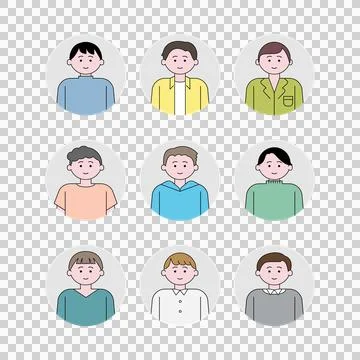 Set of illustrations of various men Stock Illustration