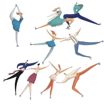 Set images of the elements figure skating. Vector illustration on white Stockillustratie