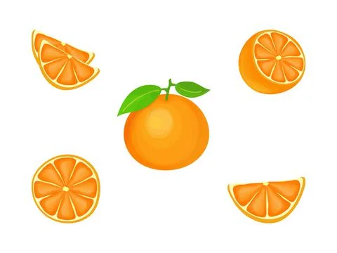 A set of images of an orange. Vector illustration Stock Illustration