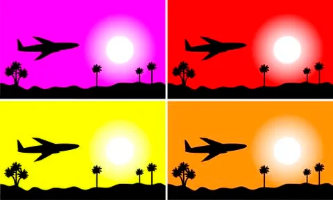 Set of images: plane in the sky Stock-Illustration