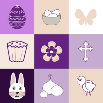 Set of images on the theme of Easter Stock Illustration