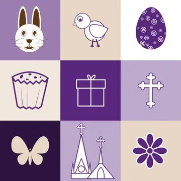 Set of images on the theme of Easter Stock Illustration