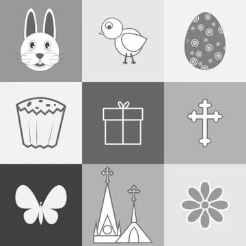 Set of images on the theme of Easter Stock Illustration