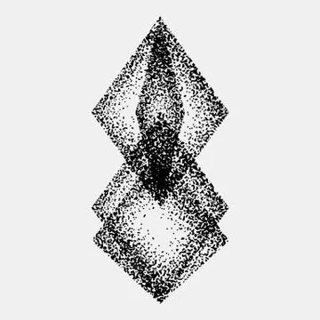 Set of impossible and other tattoo shapes, dotwork, blackwork all made of dots Stock-Illustration