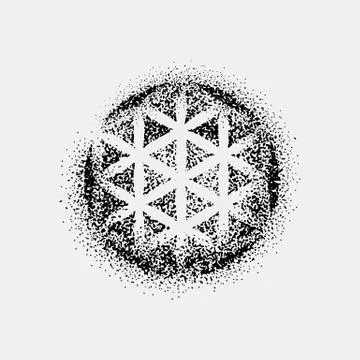 Set of impossible and other tattoo shapes, dotwork, blackwork all made of dots Stock-Illustration