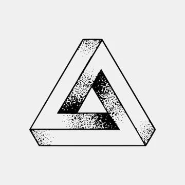 Set of impossible and other tattoo shapes, dotwork, blackwork all made of dots Stock-Illustration