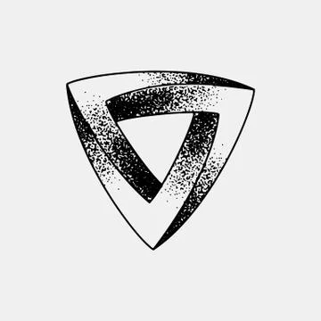 Set of impossible and other tattoo shapes, dotwork, blackwork all made of dots Stock-Illustration