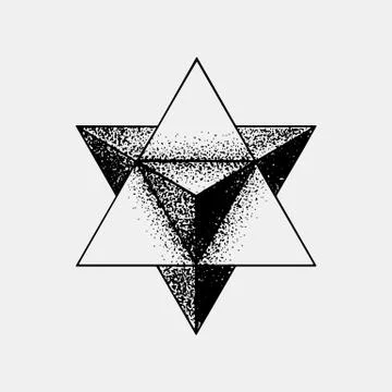 Set of impossible and other tattoo shapes, dotwork, blackwork all made of dots Stock-Illustration