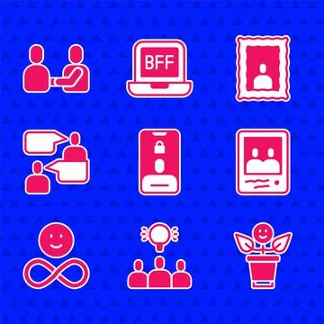 Set Incoming call on mobile, Project team base, BFF or best friends forever 스톡 일러스트