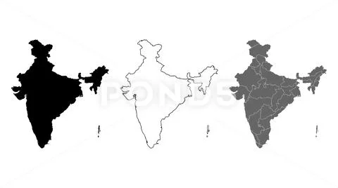 Set of India map graphic, travel geography icon, nation country indian ...
