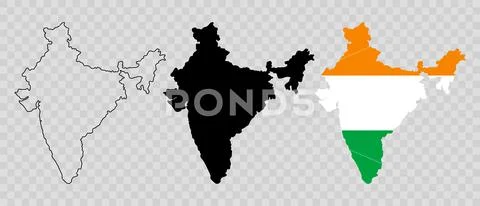 Set of India map illustration isolated on transparent background ...