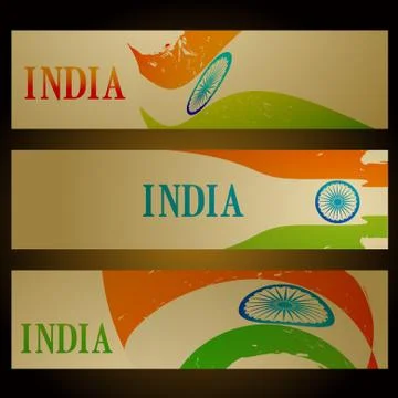Set of indian flag headers Stock Illustration