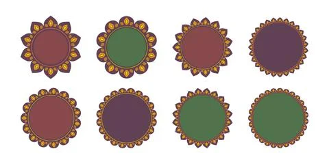 Set of Indian Round Frame, Rangoli for Diwali Illustrazione stock