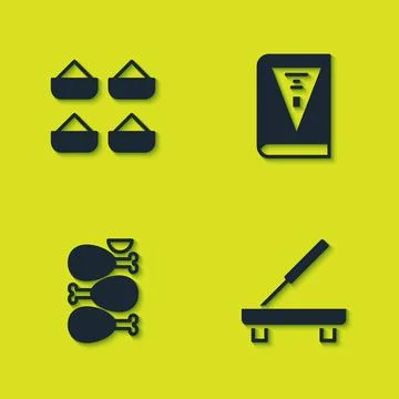 Set Indian spice, Scented spa stick, Tandoori chicken and constitution day icon Stock Illustration