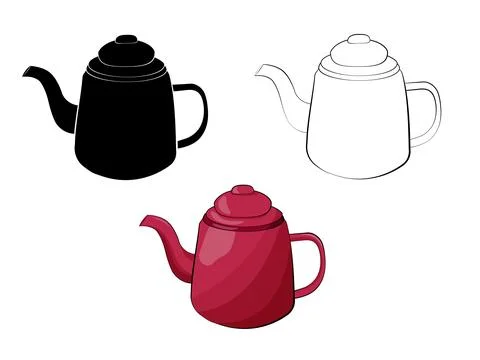 Set of individual coffee pots Stock Illustration