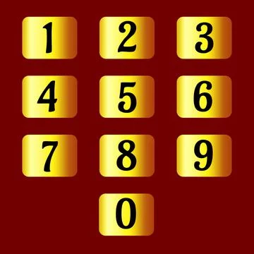 Set of individual numbers on gold plates. For expensive design banners, cards Stock Illustration