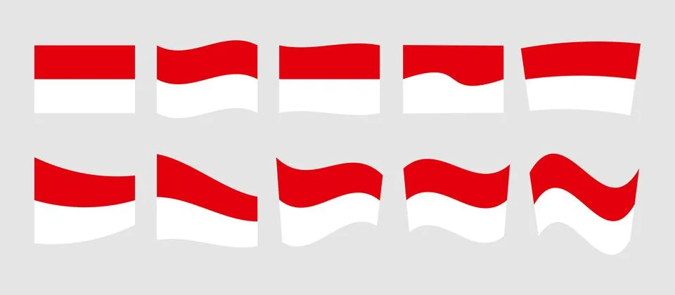Set of Indonesian flag icon vector template design. Indonesia country logo Stock Illustration