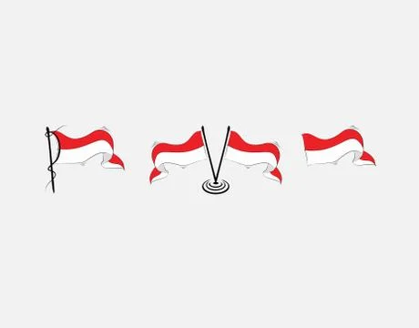 Set indonesian flag on White background in vector illustration Stock Illustration