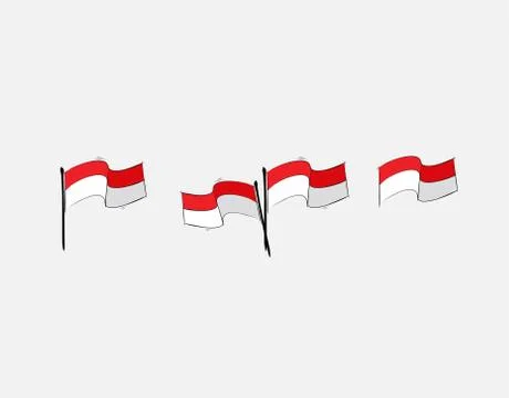 Set indonesian flag on White background in vector illustration Stock Illustration