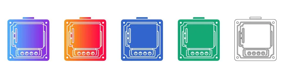 Set of Industrial Electronic Control Module Icons Stock-Illustration