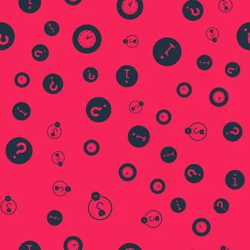 Set Industrial hook, Clock, Unknown search and Information on seamless pattern Stock Illustration
