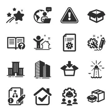Set of Industrial icons, such as Algorithm, University campus, Technical Illustrazione stock